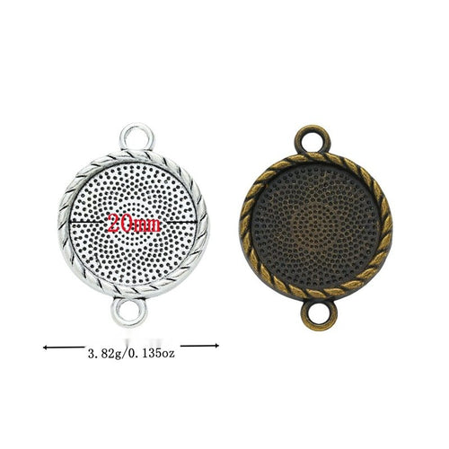Metal double-loop round setting, front and reverse views shown in the product image