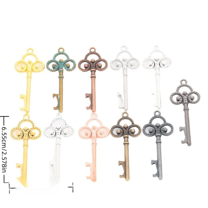 Ornate Skeleton Key Metal Charm in 10 Finishes for Jewelry Making