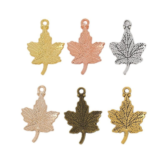 Detailed Maple Leaf Charm in Multiple Metal Finishes for Jewelry Making