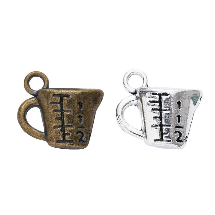 Graduated Measuring Cup Pendant Charm in Two Finishes