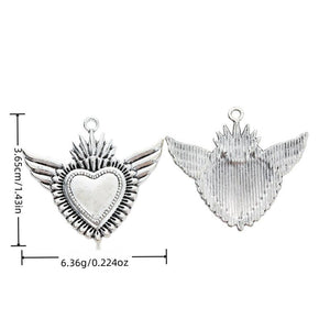 Winged Sacred Heart Charm in 1 Metal Finish for Jewelry Making