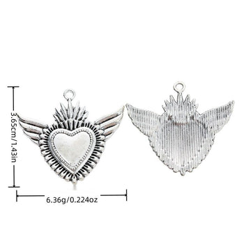 Winged Sacred Heart Charm in 1 Metal Finish for Jewelry Making