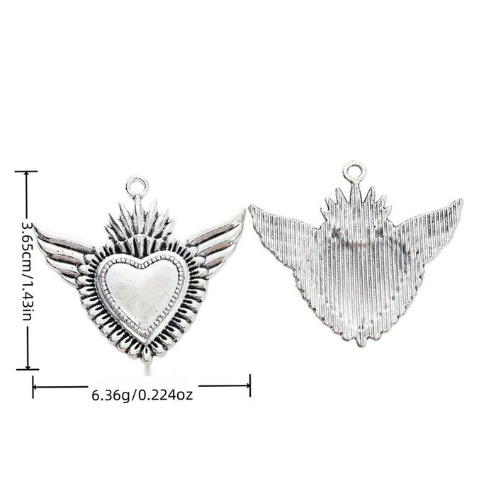 Winged Sacred Heart Charm in 1 Metal Finish for Jewelry Making