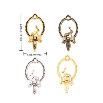 Rabbit Hand Mirror Metal Charm in 4 Finishes for Jewelry Making
