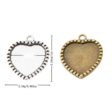 Heart Shaped Cabochon Pendant Setting in Two Finishes