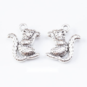 Vintage Squirrel Charms in Antique Silver Finish for Jewelry Making