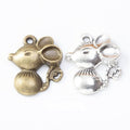 Mouse With Cheese Three Dimensional Metal Charm Jewelry Making Component view 1