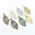 Open Veined Leaf Metal Charm In 7 Finish Options for Jewelry Making view 1