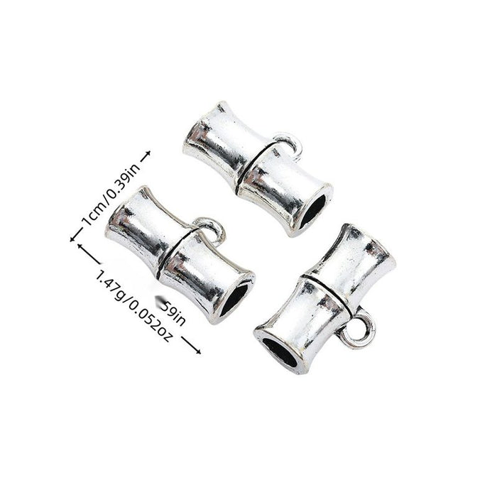 Bamboo Shape Three Way Bail Bead in Textured Metal for Jewelry Making