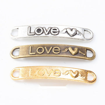 Curved Love and Heart Connector Bars in Three Metallic Finishes