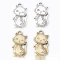 Antique Smiling Cat With Scarf Metal Charm, Two Finishes view 1