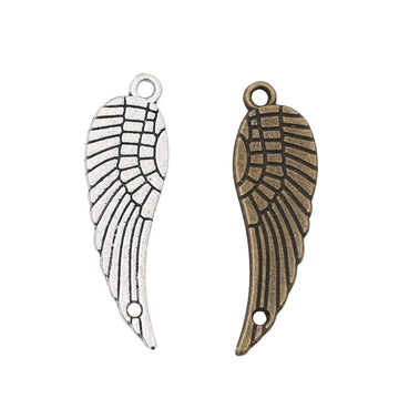 Long Feathered Wing Two-Loop Connector in Two Antique Finishes