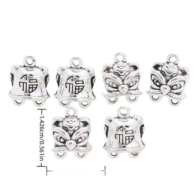 Product image showing the fu character tiger hat connector charm and its visible metal details