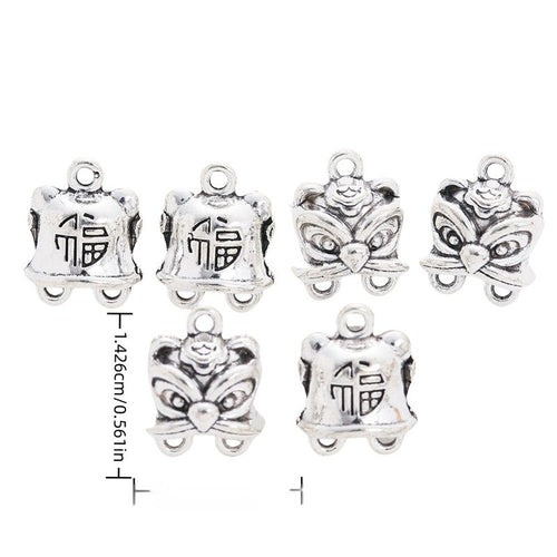 Product image showing the fu character tiger hat connector charm and its visible metal details