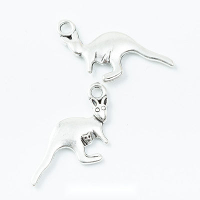 Kangaroo Charm Pendant finish comparison showing a leaping kangaroo profile with a long tail
