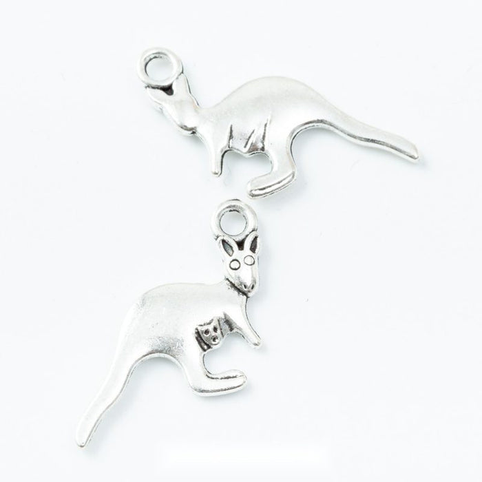 Antique Metal Kangaroo Charm Pendant With Textured Detail, Single Finish