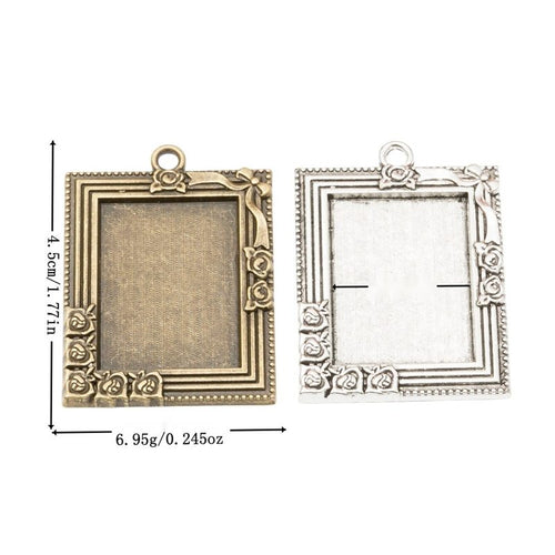 Floral Rectangle Bezel Charms showing assortment on a white background