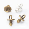 Baby Pacifier Metal Charms in 2 Pictured Finishes for Jewelry Making view 1