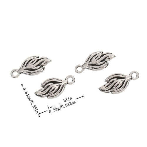 Antique Silver small curled leaf charm shown in an overview
