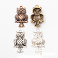 Perched Owl Charm Alloy Jewelry Making Component in 4 Finish Options view 1