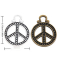 Large Beaded Peace Sign Charms in Bronze and Antique Silver view 1
