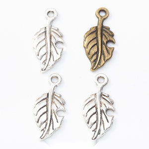 Veined Leaf Charm in 2 Metal Finishes for Jewelry Making
