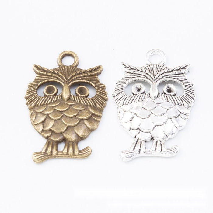 Large Layered Feather Owl Charm Metal Jewelry Making Pieces