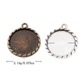 Serrated Edge Round Cabochon Settings in Two Antique Finishes view 1