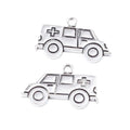 Antique Silver Ambulance Charm with Cross and Wheel Details view 1