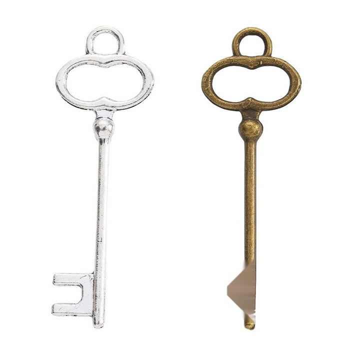 Trefoil Bow Key Metal Charm for Jewelry Making in Antique Bronze and Antique Silver