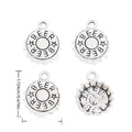 Round Bottle Cap Metal Charms in Antique Silver Finish view 1