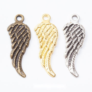 Single Feathered Wing Metal Charm Pendant For Jewelry Making