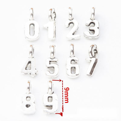 Number charm shown in grouped front views