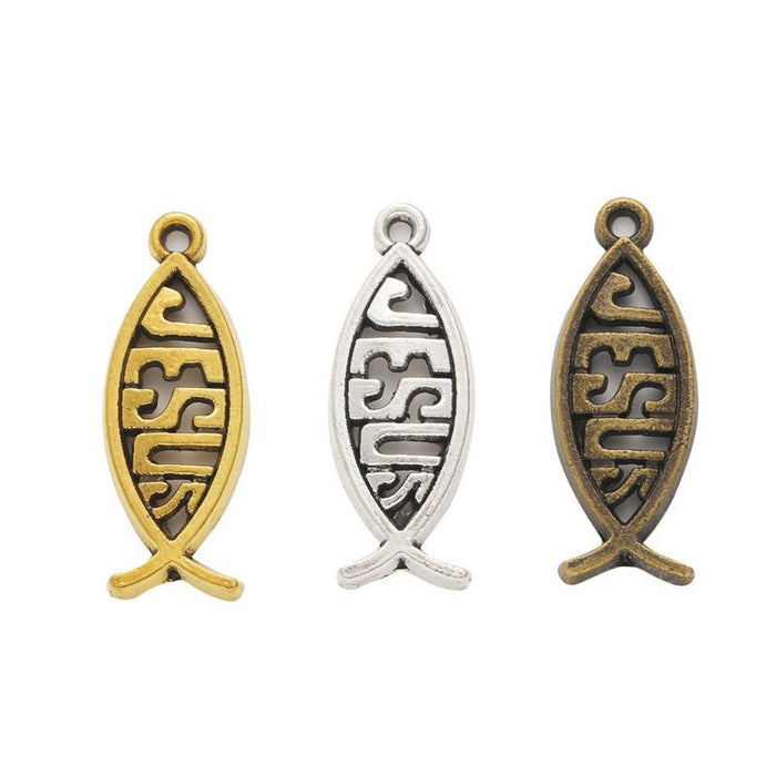 Openwork Fish Charm In 3 Metal Finishes For Jewelry Making