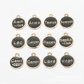 Round Black Enamel Zodiac Sign Charm Assortment in Gold Tone view 1