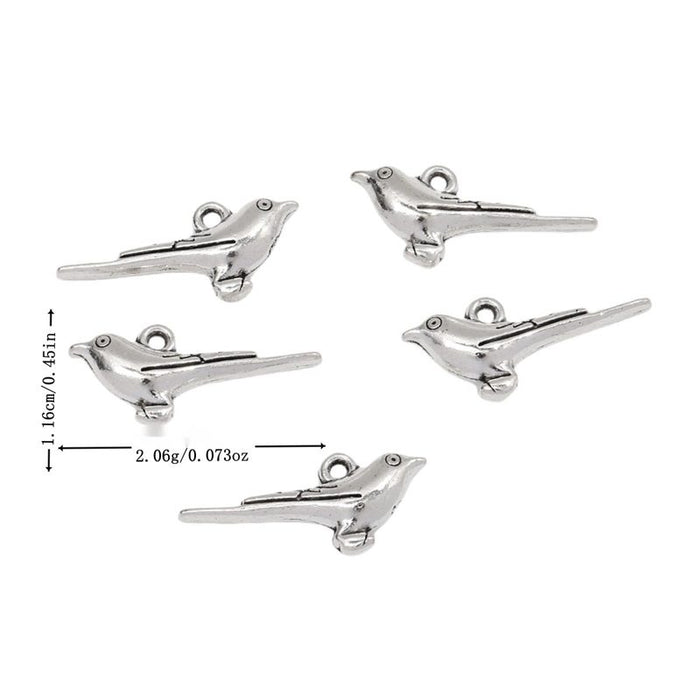 Long Tail Bird Metal Charm Pendant Jewelry Making Component