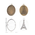 4.15 cm Oval Cabochon Settings with Eiffel Tower Back Detail view 1