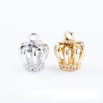 Mini Openwork Crown Charm In 2 Metal Finishes For Jewelry Making