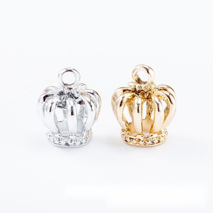 Mini Openwork Crown Charm In 2 Metal Finishes For Jewelry Making