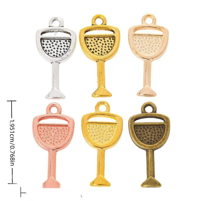 Classic Wine Glass Metal Charms in Six Metallic Finishes