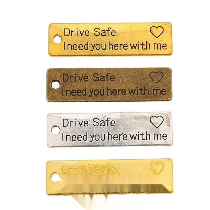 Drive Safe Quote Charm in 4 Metal Finishes for Jewelry Making