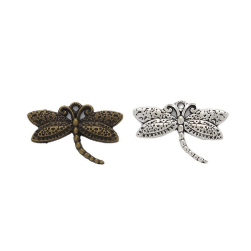 Group view of small dragonfly charm showing all 2 pictured finish variants