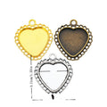Heart Cabochon Pendant Trays With Scalloped Border in Three Finishes view 1