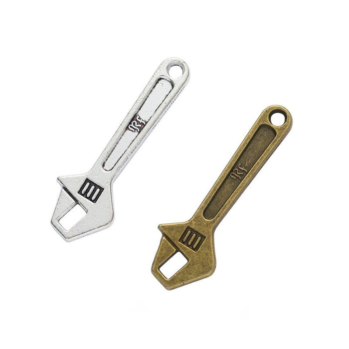 Adjustable Wrench Charm In 2 Metal Finishes For Jewelry Making