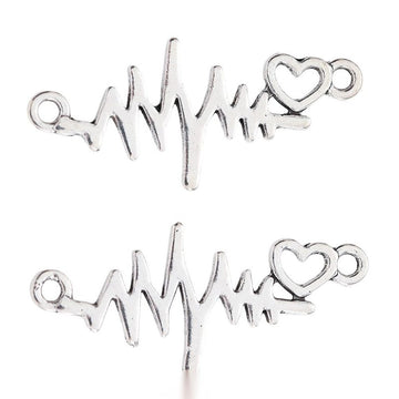 Heartbeat Line Vintage Metal Charm Pendant for Jewelry Making