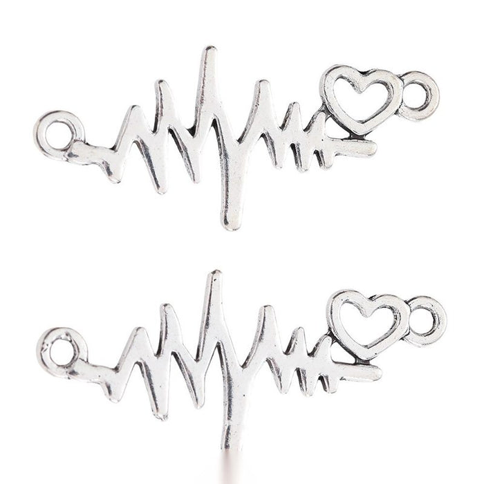 Heartbeat Line Vintage Metal Charm Pendant for Jewelry Making