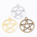 Pentagram Circle Metal Pendant Charms in 3 Distinct Finishes view 1