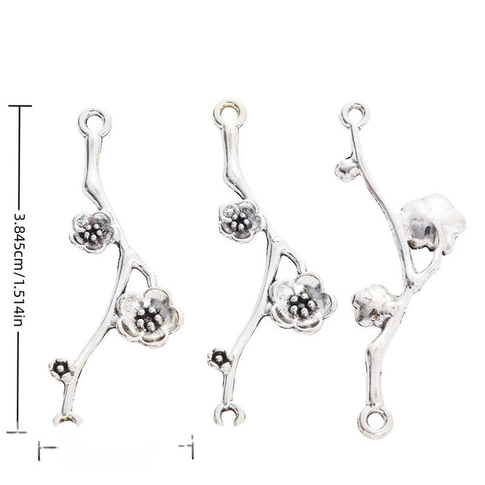 Antique Silver Flowering Branch Connector Pendant Charm