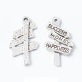 Rustic Direction Signpost Charm in Antique Silver for Jewelry Making view 1