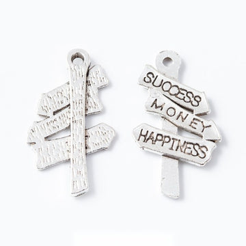 Rustic Direction Signpost Charm in Antique Silver for Jewelry Making